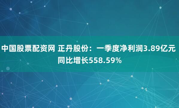 中国股票配资网 正丹股份：一季度净利润3.89亿元 同比增长558.59%