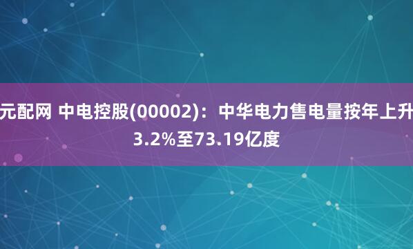 元配网 中电控股(00002)：中华电力售电量按年上升3.2%至73.19亿度